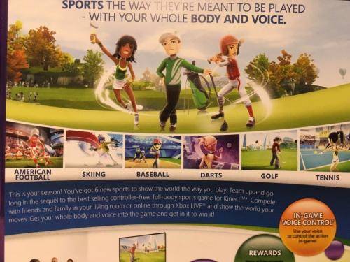 Xbox 360 - Kinect Sensor + Kinect Adventures, Rapala, Sports 1&2 ( 4 Games)