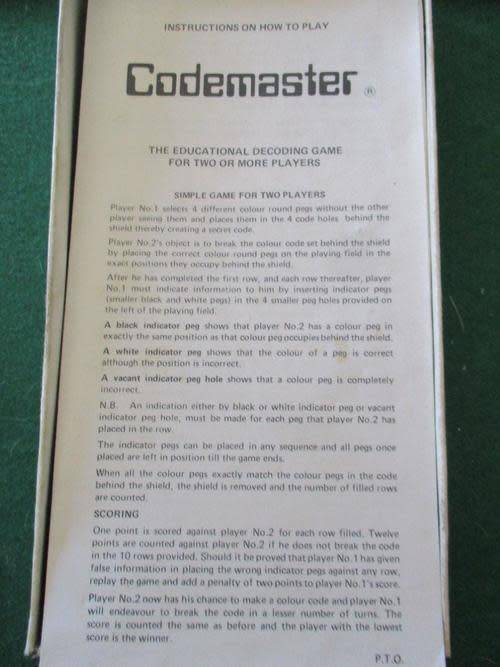 Vintage Codemaster - Gamma Games - (same as Mastermind)