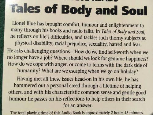 Cassette - Tales of Body and Soul Written & Read by Lionel Blue  (2 cassettes)