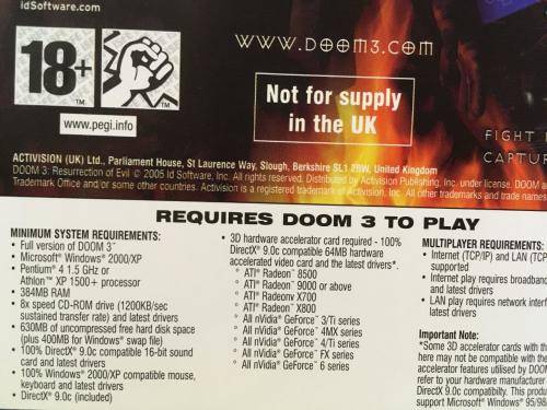 PC - Doom 3 Resurrection of Evil Expansion Pack