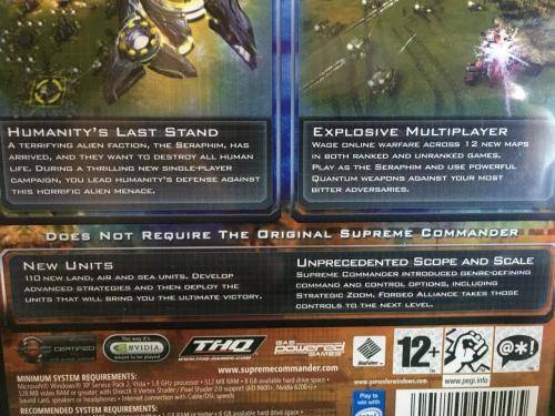 PC - Supreme Commander Forged Alliance (New Sealed)