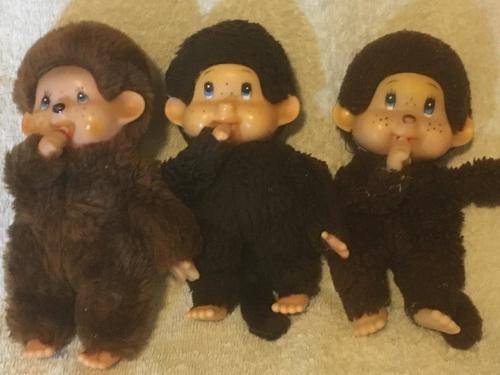 3 x Sekiguchi Monchhichi Bebichhichi - +-19cm (labels cut)