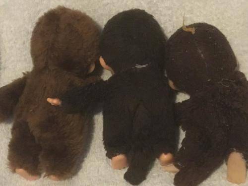 3 x Sekiguchi Monchhichi Bebichhichi - +-19cm (labels cut)