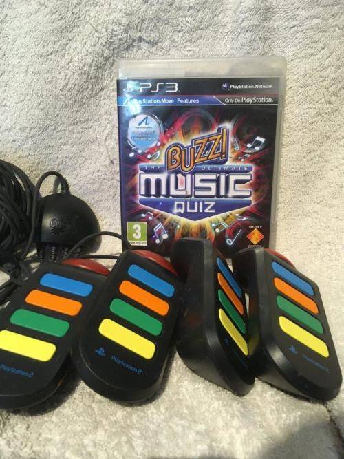 PS3 - Official Sony Buzz Wired Controllers + The Ultimate Music Quiz