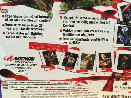 PS2 - Mortal Kombat Deadly Alliance (Cover Torn)