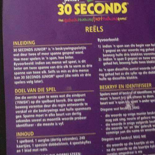 Junior 30 Seconds  Afrikaans - Calco Games 2008 - The Quick Thinking fast Talking Game (NEW SEALED)