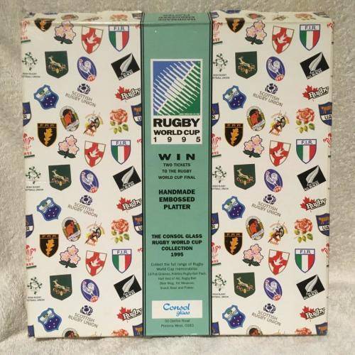 Rugby World Cup 1995 Console Glass Hand Made Serving Platter
