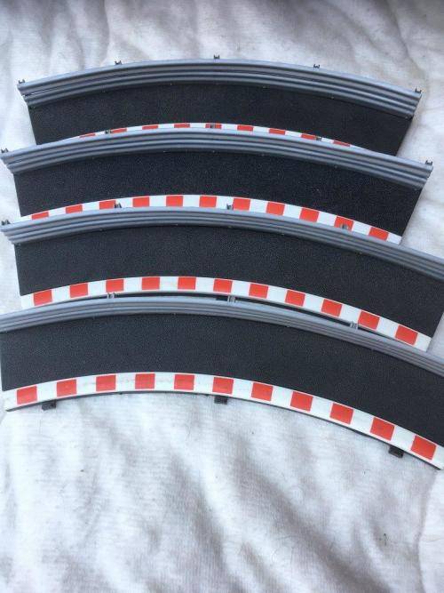 Scalextric -  Set of 4 R2 Outer Run Offs with Barriers Black (Ex demo track)  1:32 Scale
