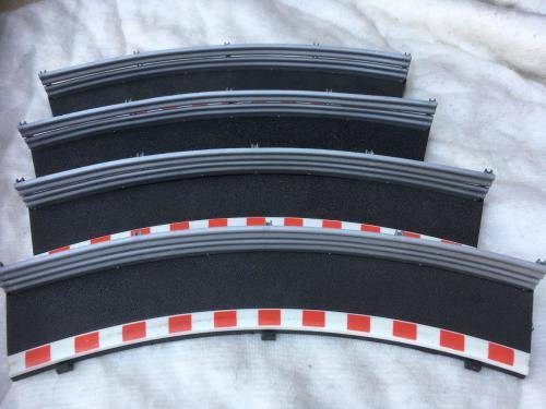 Scalextric -  Set of 4 R2 Outer Run Offs with Barriers Black (Ex demo track)  1:32 Scale