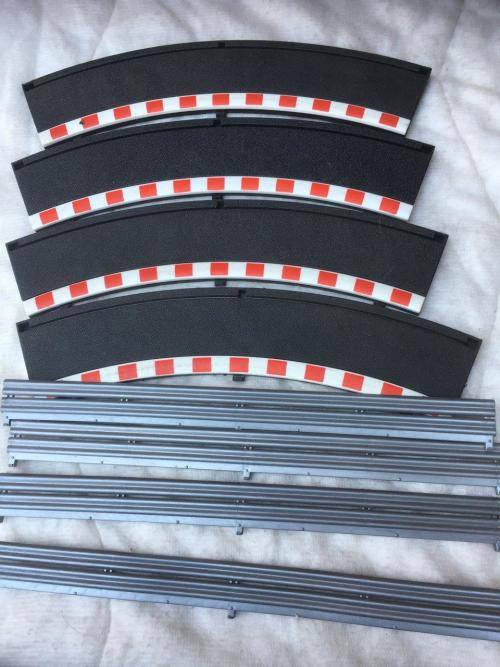 Scalextric -  Set of 4 R2 Outer Run Offs with Barriers Black (Ex demo track)  1:32 Scale