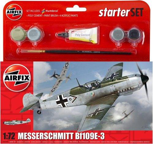 Airfix - Airfix 1:72 Messerschmitt Bf109E-3 Starter Set (A55106) (NOS)