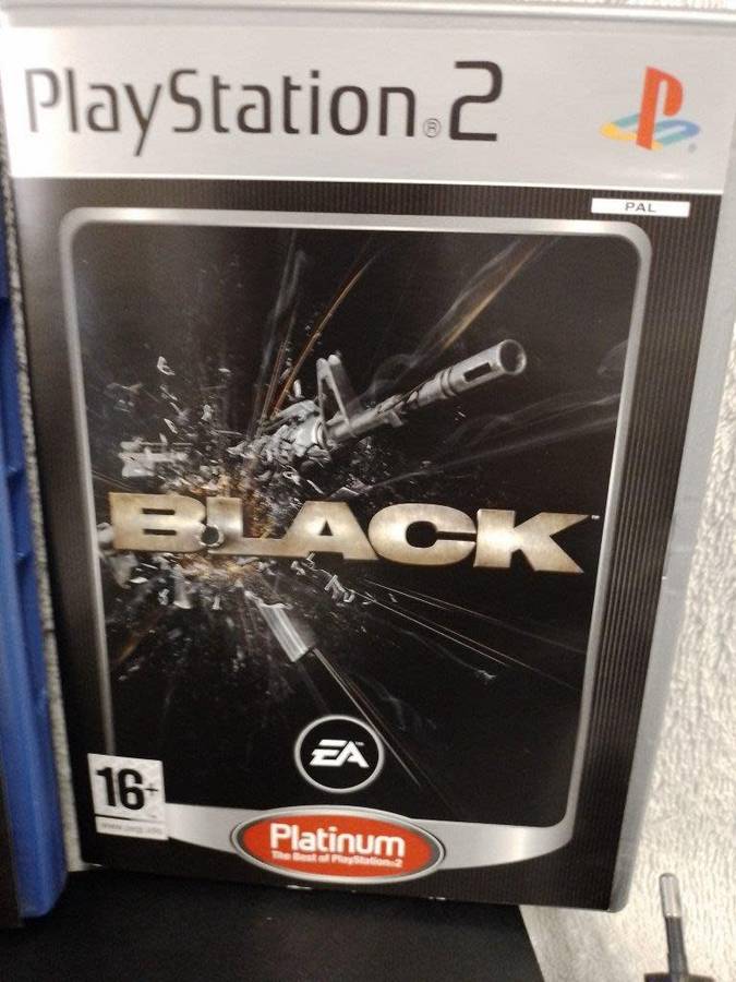 Playstation 2 - Black Slim c/w 1 x New Generic Controller, AV Cable & Power Cord + 2 Games