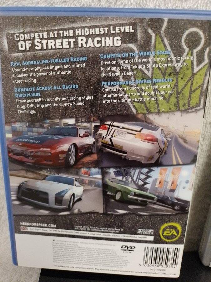 Playstation 2 - Black Slim c/w 1 x New Generic Controller, AV Cable & Power Cord + 2 Games