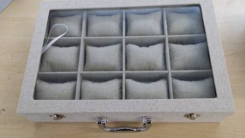 12 Block/Slot watch box /watch storage Hessian  Material