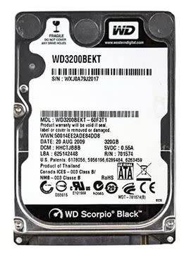 Western digital 320 gig laptop hard drive