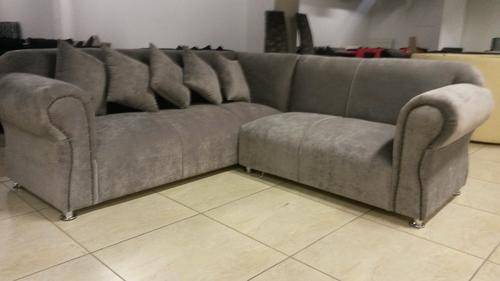 Corner l shape grey suede lounge suite New