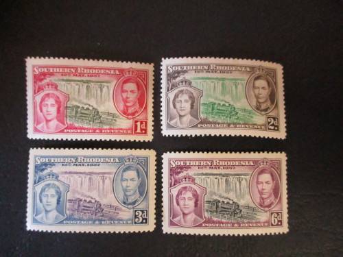 SOUTHERN RHODESIA 1937 12 MAY CORONATION OF KG VI . PERF 12 1/2 . SACC 38-41 LMM .CV 120