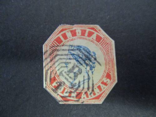 INDIA VERY EARLY .SG 22 4a DEEP BLUE AND RED .HEAD DIE III - FRAME DIE II FOR BOTH .. CV R36000.00