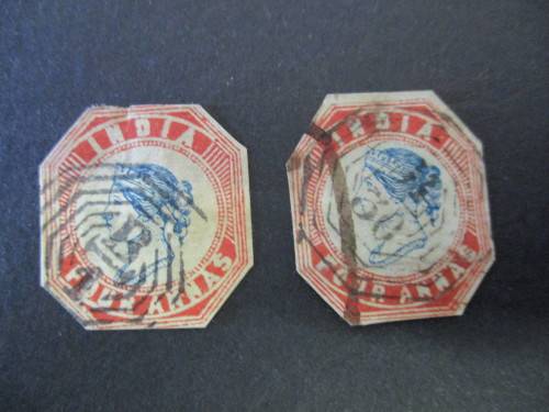 INDIA VERY EARLY .SG 22 4a DEEP BLUE AND RED .HEAD DIE III - FRAME DIE II FOR BOTH .. CV R36000.00