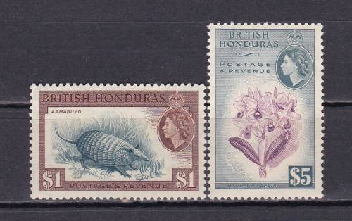 BRITISH HONDURAS - QE I I - 1953 - SG 188 $ 1 UMM AND SG 190 $ 5 VERY LMM . CV 60 POUNDS