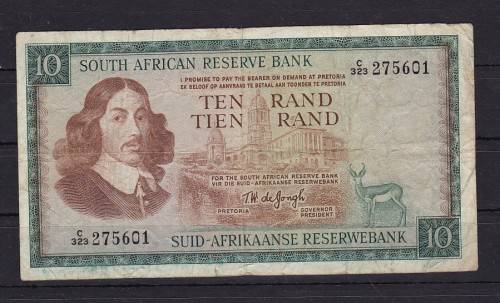 1 X TW DE JONGH - 1967 - C 323 - TEN RAND AS PER SCAN -VF  CONDITION