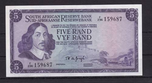 1 x 1975 - TW DE JONGH R5 NOTE IN A/UNC CONDITION - AS PER SCAN