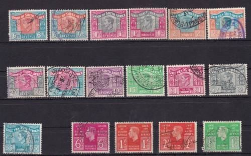KG VI - REVENUE - INKOMSTE SEELS - 6D TO 5 POUNDS - VERY FINE USED