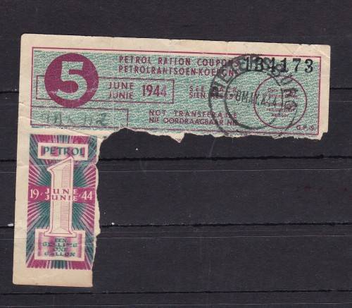 RSA - 3 X PETROL RATION'S COUPON'S - 2 GALLONS - 1 X 1944 1 GALLON - AS PER SCAN