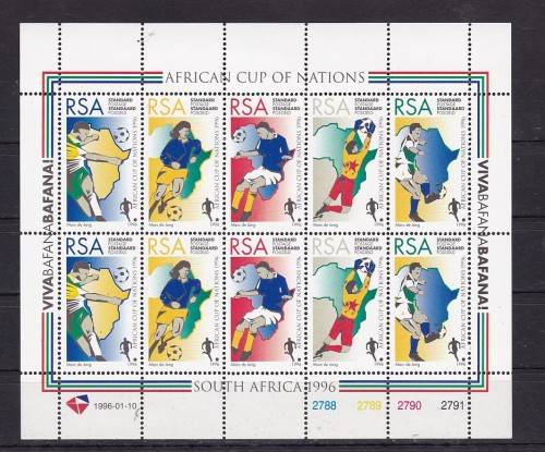 RSA - 1996 - SOCCER AFRICAN CUP OF NATIONS - FDC - FULL SHEET - 2 BLOCKS - 1 X UN PERF