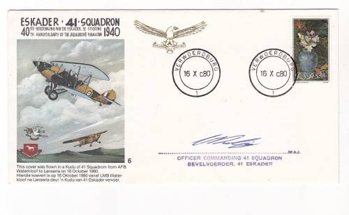 FDC - SAAF - 40TH ANNIV - ESKADER 41 SQUADRON - 1940 - SIGNED