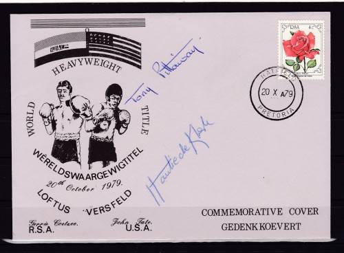 RSA - FDC - SIGNED BY HANTIE DE KLERK AND TONY PITTAWAY - WORLD HEAVYWEIHT TITLE - 1979