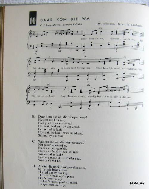 VIR ONS VOLKSPELERS : HARDCOVER : WORDS AND MUSIC : NO DUSTCOVER