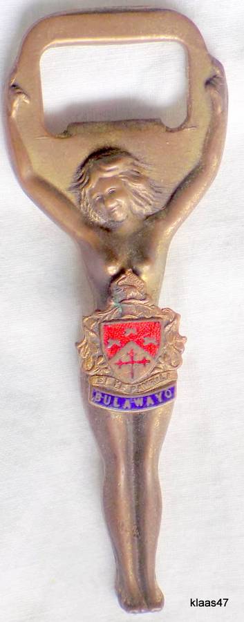 NUDE BOTTLE OPENER (WITH BULAWAYO CREST) : 10.5cm