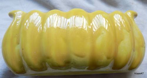 LUCIA WARE : YELLOW VASE : 16.5cm Long - 5.5cm Across (Wire in to hold flowers)