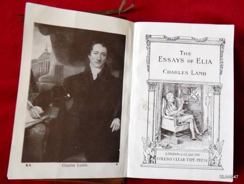 THE ESSAYS OF ELIA - CHARLES LAMB -  PRE1926 (LEATHER COVER)