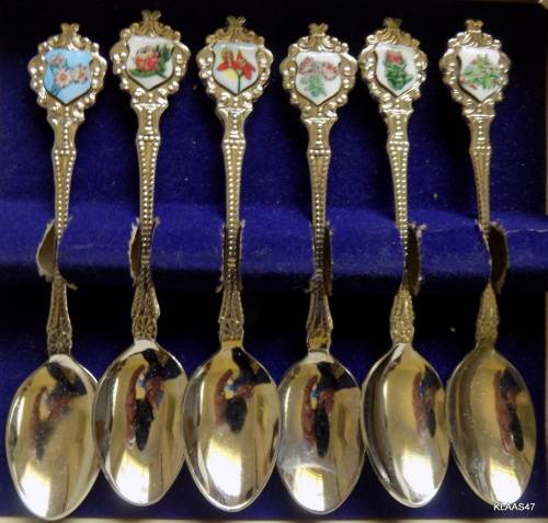 Set of 6 South African Flora Tea spoons