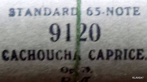 PIANOLA MUSIC ROLL : Nr.9120 - CACHOUCHA CAPRICE  - Op.79 Raff (Standard 65 Note)
