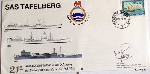 RSA 198810 AugSAS Tafelberg, Signed 21st Anniv of Service in the SA Navy, 1967