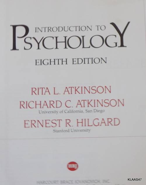 Introduction to Psychology - Rita L Atkinson, Richard C Atkinson, Ernest R Hilgard - Hardcover 1981