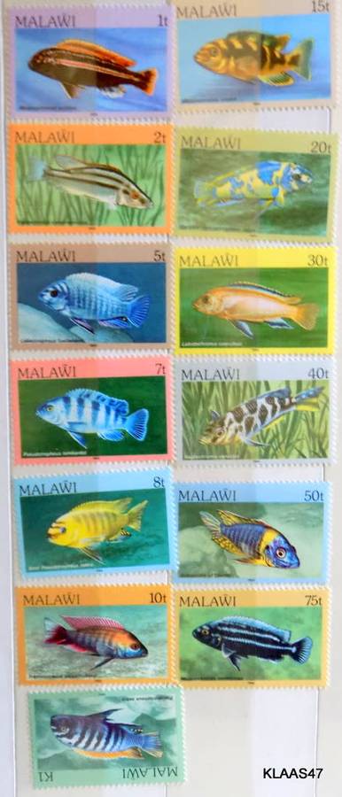 MALAWI - 1984 - FISHES DEFINITIVE ISSUE  - only 13 stamps - MINT