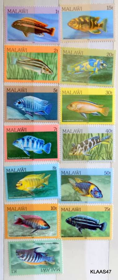 MALAWI - 1984 - FISHES DEFINITIVE ISSUE  - only 13 stamps - MINT