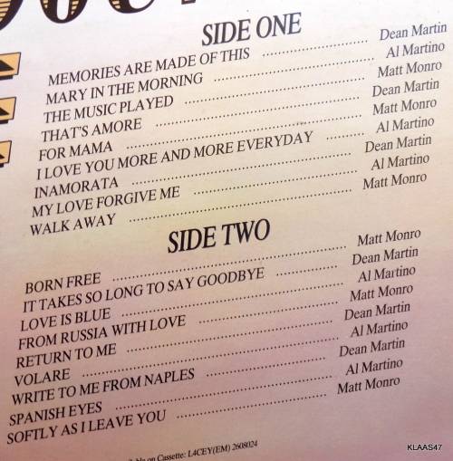 SOUVENIRS - DEAN MARTIN - MATT MONRO - AL MARTINO - EMI SA - 1985 - VINYL