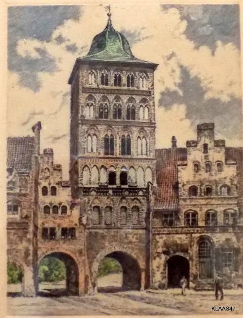 GERMANY - ETCHING - Lubeck - Burgtor - Signed - Framed