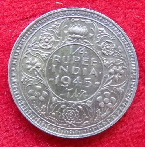 BRITISH INDIA - George VI - 1945 - 1/4 RUPEE (SILVER)