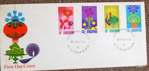 Rep of Singapore -  National Day -  9-8-1972 -  First Day Cover