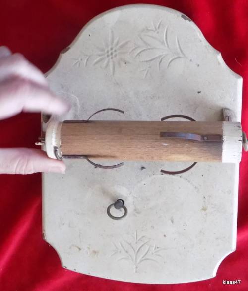 Vintage Wind Up Wooden Toilet Paper Holder Music Box - Working