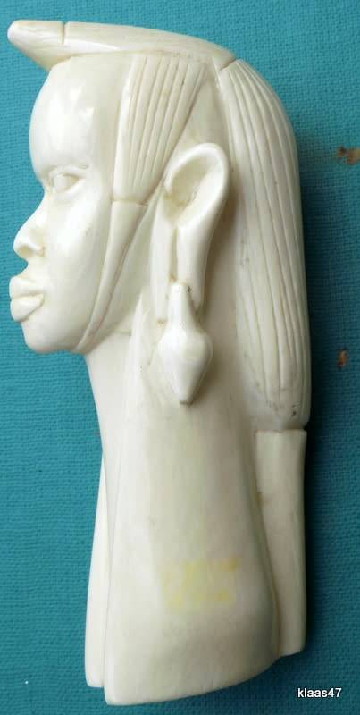 African ivory carved woman head 11cm High