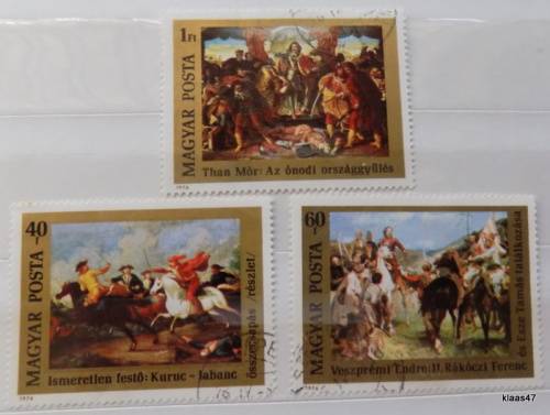 Hungary - 1976 - Paintings - 3 cancelled and hinged stamps