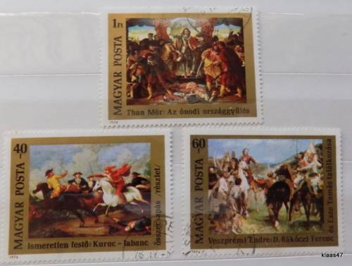 Hungary - 1976 - Paintings - 3 cancelled and hinged stamps