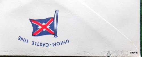 Union-Castle Line envelope - Pendennis Castle - Post mark St. Helena Jamestown - JA 5 74